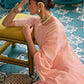 Rajwada Peach Woven Design Silk Blend Saree With Unstitched Blouse For Women