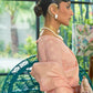 Rajwada Peach Woven Design Silk Blend Saree With Unstitched Blouse For Women