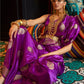 Rajwada Purple Woven Design Silk Blend Saree With Unstitched Blouse For Women