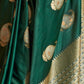 Rajwada Green Woven Design Silk Blend Saree With Unstitched Blouse For Women