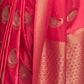Rajwada Pink Woven Design Silk Blend Saree With Unstitched Blouse For Women