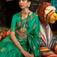 Rajwada Green Woven Design Silk Blend Saree With Unstitched Blouse For Women