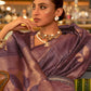 Rajwada Women Festive Purple Silk Blend Woven Saree With Unstitched Blouse