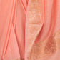 Rajwada Women Festive Peach Silk Blend Woven Saree With Unstitched Blouse