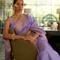 Rajwada Women Festive Purple Silk Blend Woven Saree With Unstitched Blouse
