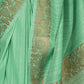 Rajwada Women Festive Green Silk Blend Woven Saree With Unstitched Blouse