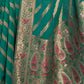 Rajwada Teal Woven Design Silk Blend Saree With Unstitched Blouse For Women