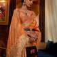 Rajwada Orange Woven Design Silk Blend Saree With Unstitched Blouse For Women