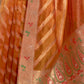 Rajwada Orange Woven Design Silk Blend Saree With Unstitched Blouse For Women