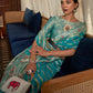 Rajwada Teal Woven Design Silk Blend Saree With Unstitched Blouse For Women