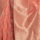 Rajwada Peach Woven Design Silk Blend Saree With Unstitched Blouse For Women