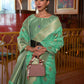 Rajwada Green Woven Design Silk Blend Saree With Unstitched Blouse For Women