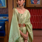 Rajwada Light Green Woven Design Silk Blend Saree With Unstitched Blouse For Women