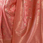 Rajwada Peach Woven Design Silk Blend Saree With Unstitched Blouse For Women