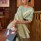 Rajwada Sea Green Woven Design Silk Blend Saree With Unstitched Blouse For Women