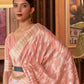Rajwada Pink Woven Design Silk Blend Saree With Unstitched Blouse For Women