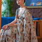 Rajwada Grey And Gold Woven Design Silk Blend Saree With Unstitched Blouse For Women