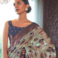 Rajwada Sea Green And Gold Woven Design Silk Blend Saree With Unstitched Blouse For Women