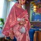 Rajwada Pink Woven Design Silk Blend Saree With Unstitched Blouse For Women