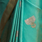 Rajwada Blue And Gold Woven Design Silk Blend Saree With Unstitched Blouse For Women