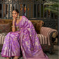 Rajwada Purple Woven Design Silk Blend Saree With Unstitched Blouse For Women