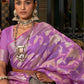 Rajwada Purple Woven Design Silk Blend Saree With Unstitched Blouse For Women