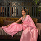 Rajwada Pink Woven Design Silk Blend Saree With Unstitched Blouse For Women