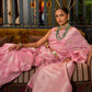 Rajwada Pink Woven Design Silk Blend Saree With Unstitched Blouse For Women