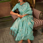 Rajwada Sea Green Woven Design Silk Blend Saree With Unstitched Blouse For Women