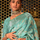 Rajwada Sea Green Woven Design Silk Blend Saree With Unstitched Blouse For Women