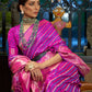 Rajwada Pink And Purple Woven Design Silk Blend Saree With Unstitched Blouse For Women
