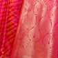 Rajwada Pink And Yellow Woven Design Silk Blend Saree With Unstitched Blouse For Women