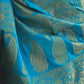 Rajwada Women Blue Silk Blend Woven Saree With Unstitched Blouse
