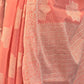 Rajwada Women Festive Peach Silk Blend Woven Saree With Unstitched Blouse