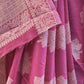 Rajwada Women Festive Pink Silk Blend Woven Saree With Unstitched Blouse
