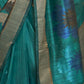 Rajwada Women Teal Silk Blend Woven Saree With Unstitched Blouse