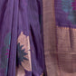 Rajwada Women Purple Silk Blend Woven Saree With Unstitched Blouse