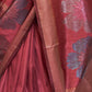 Rajwada Women Maroon Silk Blend Woven Saree With Unstitched Blouse
