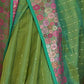 Rajwada Women Green Organza Woven Saree With Unstitched Blouse