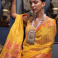 Rajwada Women Yellow Organza Woven Saree With Unstitched Blouse