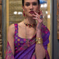 Rajwada Women Purple Organza Woven Saree With Unstitched Blouse