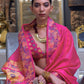 Rajwada Women Pink Organza Woven Saree With Unstitched Blouse