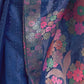 Rajwada Women Indigo Organza Woven Saree With Unstitched Blouse