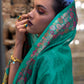 Rajwada Women Sea Green Organza Woven Saree With Unstitched Blouse