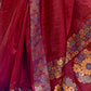 Rajwada Women Red Organza Woven Saree With Unstitched Blouse