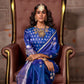 Rajwada Blue Satin Woven Saree With Unstitched Blouse For Women