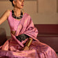 Rajwada Women Pink Festive Woven Silk Saree With Unstitched Blouse