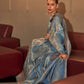 Rajwada Women Blue Festive Woven Silk Saree With Unstitched Blouse
