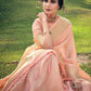 Rajwada Peach Linen Tissue Saree for Women With Unstitched Blouse
