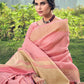 Rajwada Pink Linen Tissue Saree for Women With Unstitched Blouse